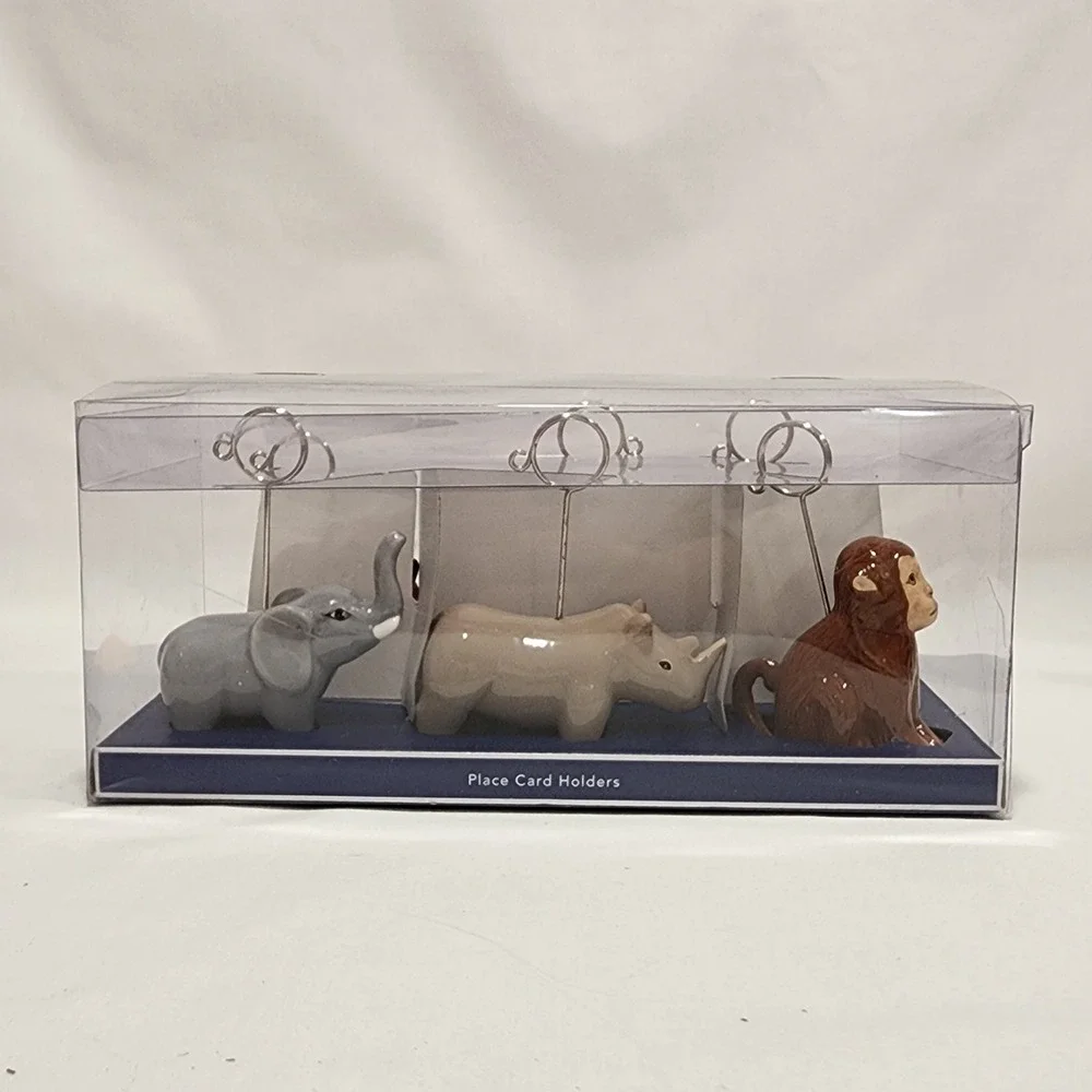 Pier 1‎ Imports Safari Animal Place Card Holders Ceramic Set of 6 NIB 4213945